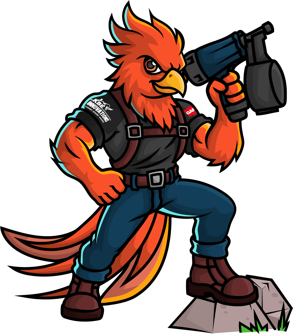 KBE Mascot with sign